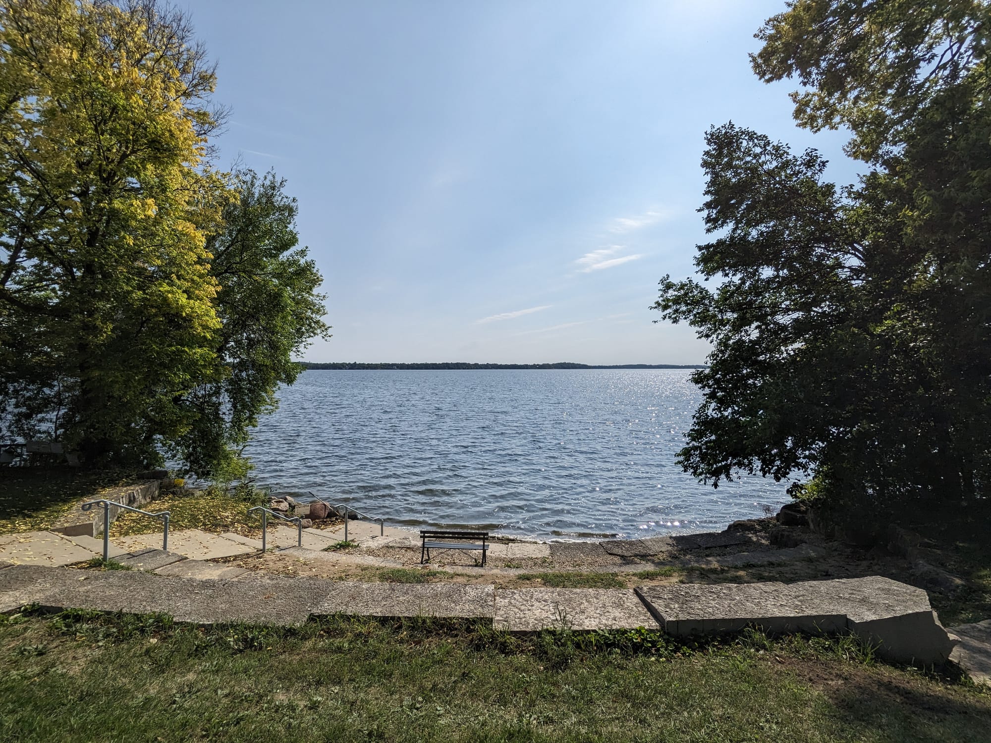 View of Lake Monona from Hudson Park in Madison, Wisconsin.